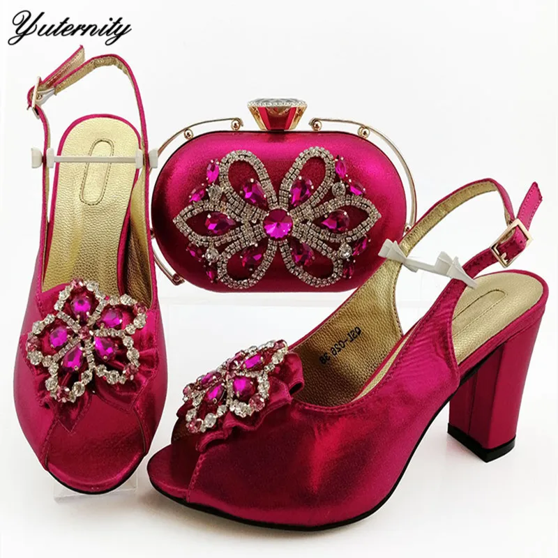 

High Quality Fashion Rhinestone Pumps Shoes And Bag Set 2019 Nigerian Woman Shoes And Bag Set For Christmas Party Size 38-43