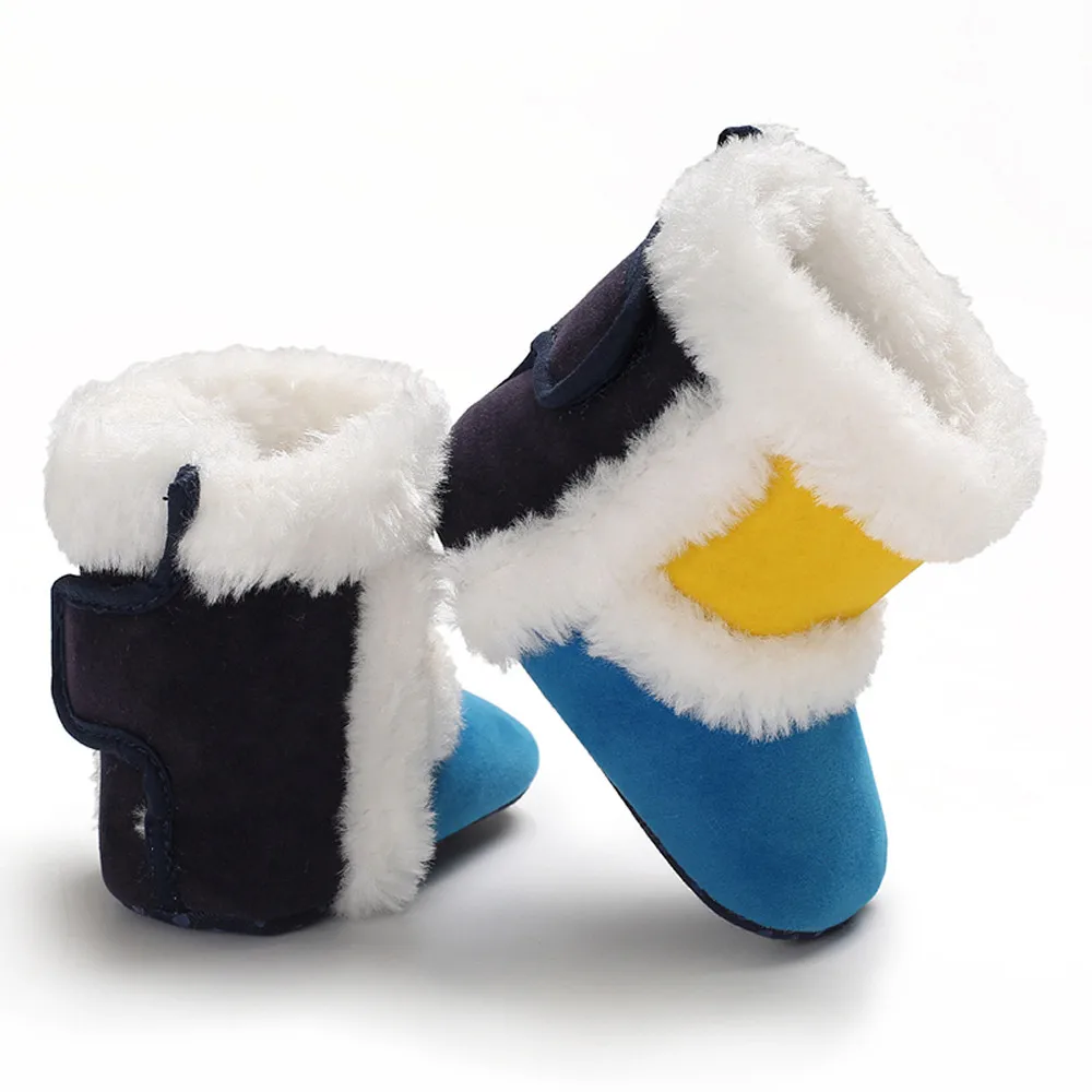 Зимние Бархатные сапоги с отстрочкой; обувь для новорожденных; теплые сапоги на липучке; Y912