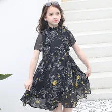 Милое черное платье с принтом «Звездная Вселенная» для детей; повседневная одежда для девочек-подростков; мусульманские платья для девочек 10-12 лет