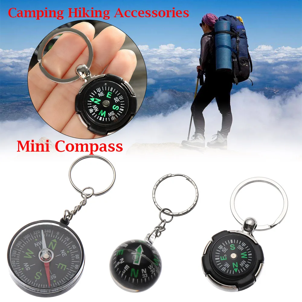 1pc Portable Camping Outdoor Compass Hiking Survival Tools with Key Chain`` CYHV