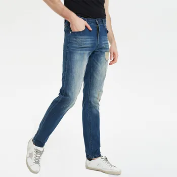 

Jeans Men 2019 New Vintage Hole Jeans Men's Summer Trendy Slim Pants Deep Blue Scratched Casual Pants Size 28-36 38
