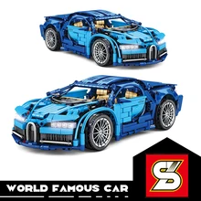 SY BLOCK – voiture de course en blocs, modèle de bricolage même pour garçons, voitures de Sport RC, cadeau pour enfants, couleurs bleu Veyron Speed racer, 1/14