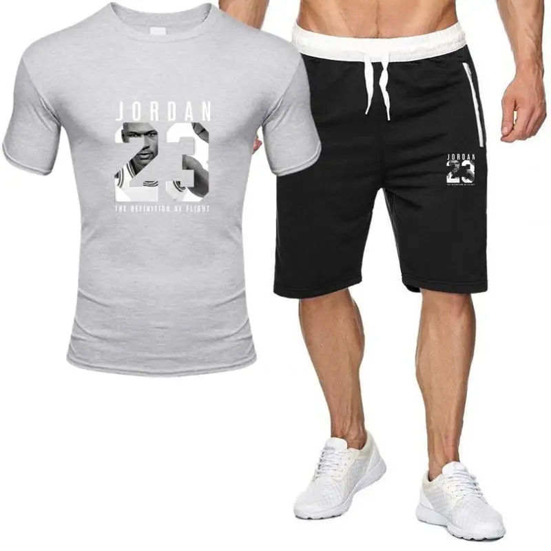 2 חתיכה להגדיר גברים תלבושות ירדן 23 חולצה הקיץ קצרים סט אימונית גברים ספורט חליפת ריצה טרנינג כדורסל ג 'רזי