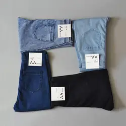 Джинсы женские джинсовые узкие брюки Винтаж Высокая талия джинсы Для женщин Повседневное стрейч обтягивающие джинсы Femme цвет: черный, синий