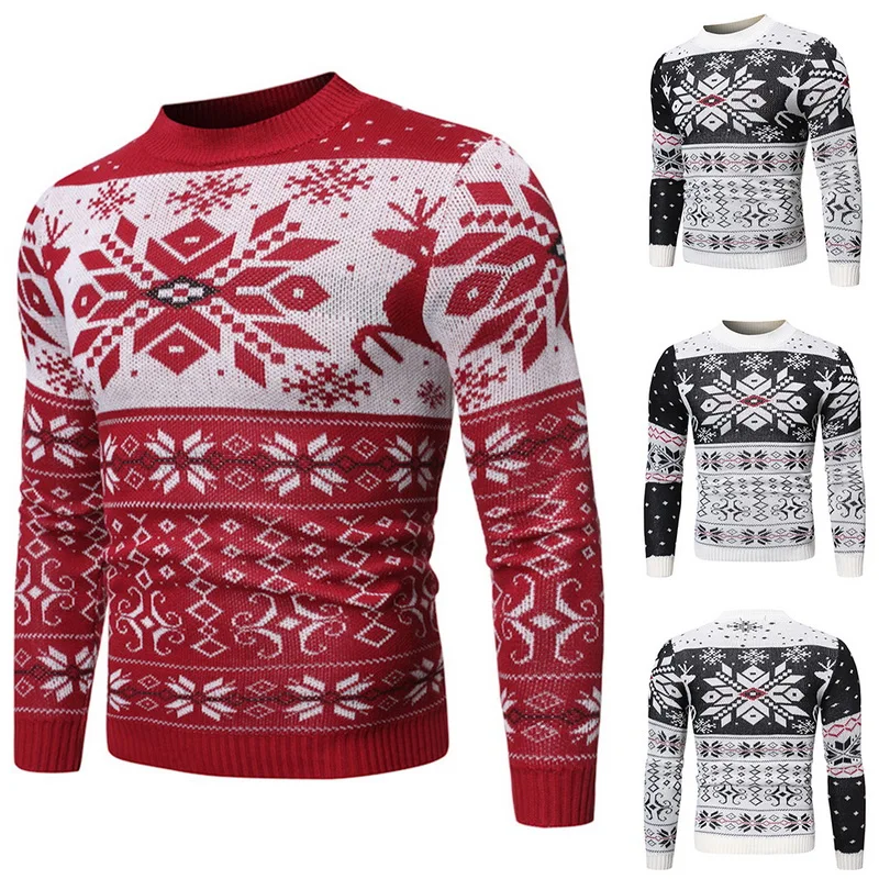 Warm Wool Coats Knitwears Men Elk Christmas Pullovers Casual Men Autumn Winter Wool Sweaters O-neck Long Sleeve Knitted Sweaters