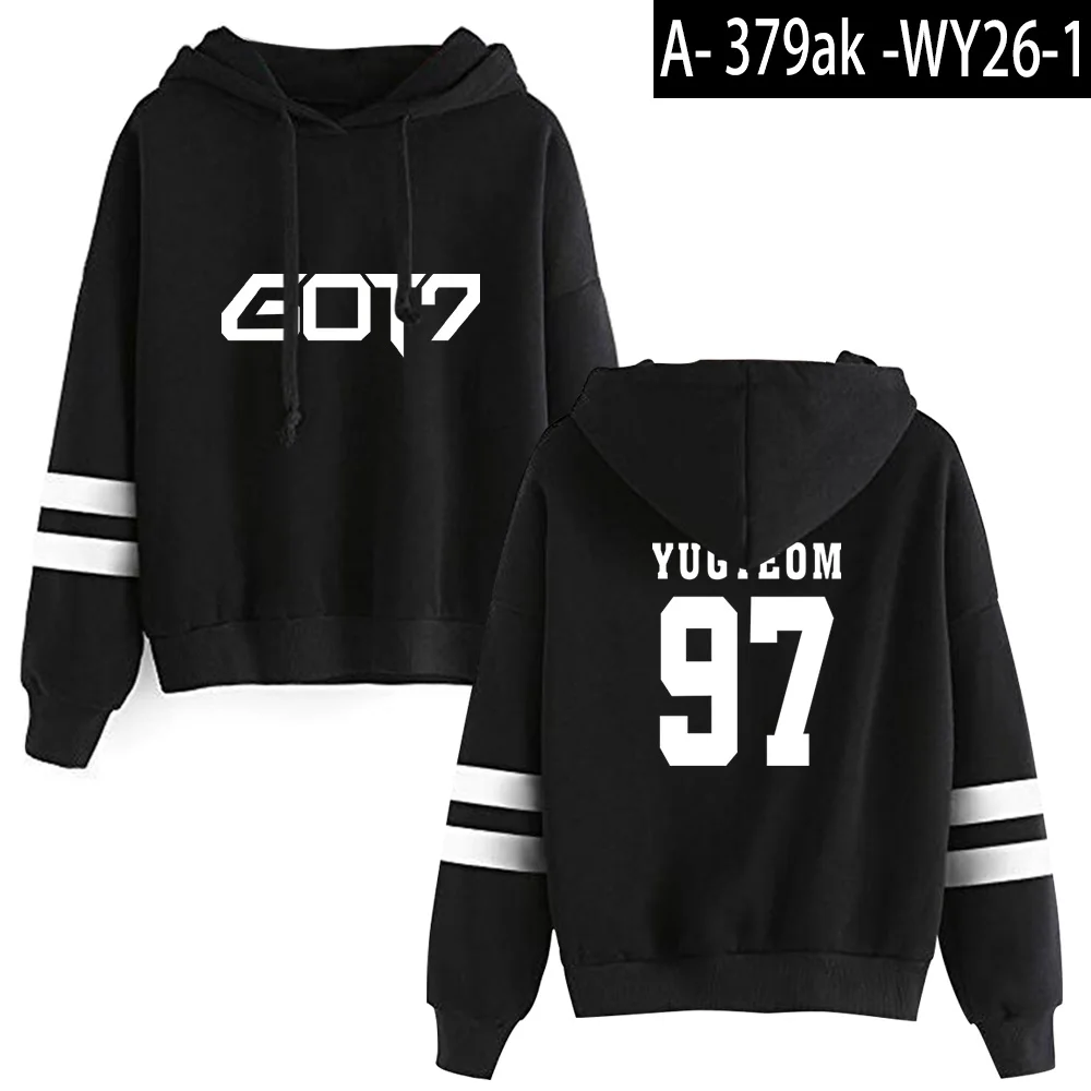 KPOP GOT7 толстовки с капюшоном GOT7 Kpop горячая Распродажа худи для фанатов I GOT7 Женский пуловер с длинным рукавом толстовки Повседневная одежда - Цвет: black