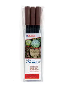 

Edding 1255 tip marker pen calligraphy; Set 3 pcs.; Dark brown color; Sections 2,0mm, 3,5mm, 0,5mm pens