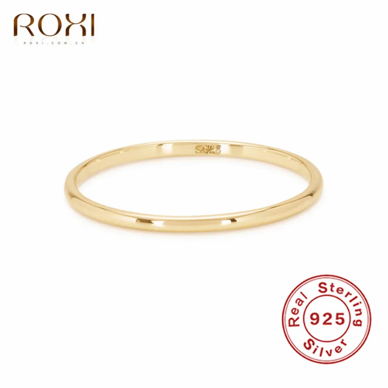 ROXI 925 пробы Серебряное тонкое кольцо на палец гладкие Свадебные Кольца для женщин модные ювелирные изделия антиаллергенные кольца для пар бижутерия