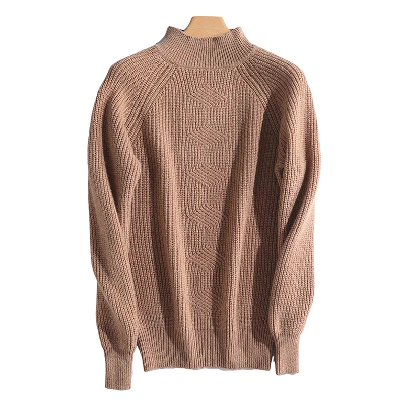 Свитер женский из шерсти мериноса с высоким воротником и длинным рукавом |