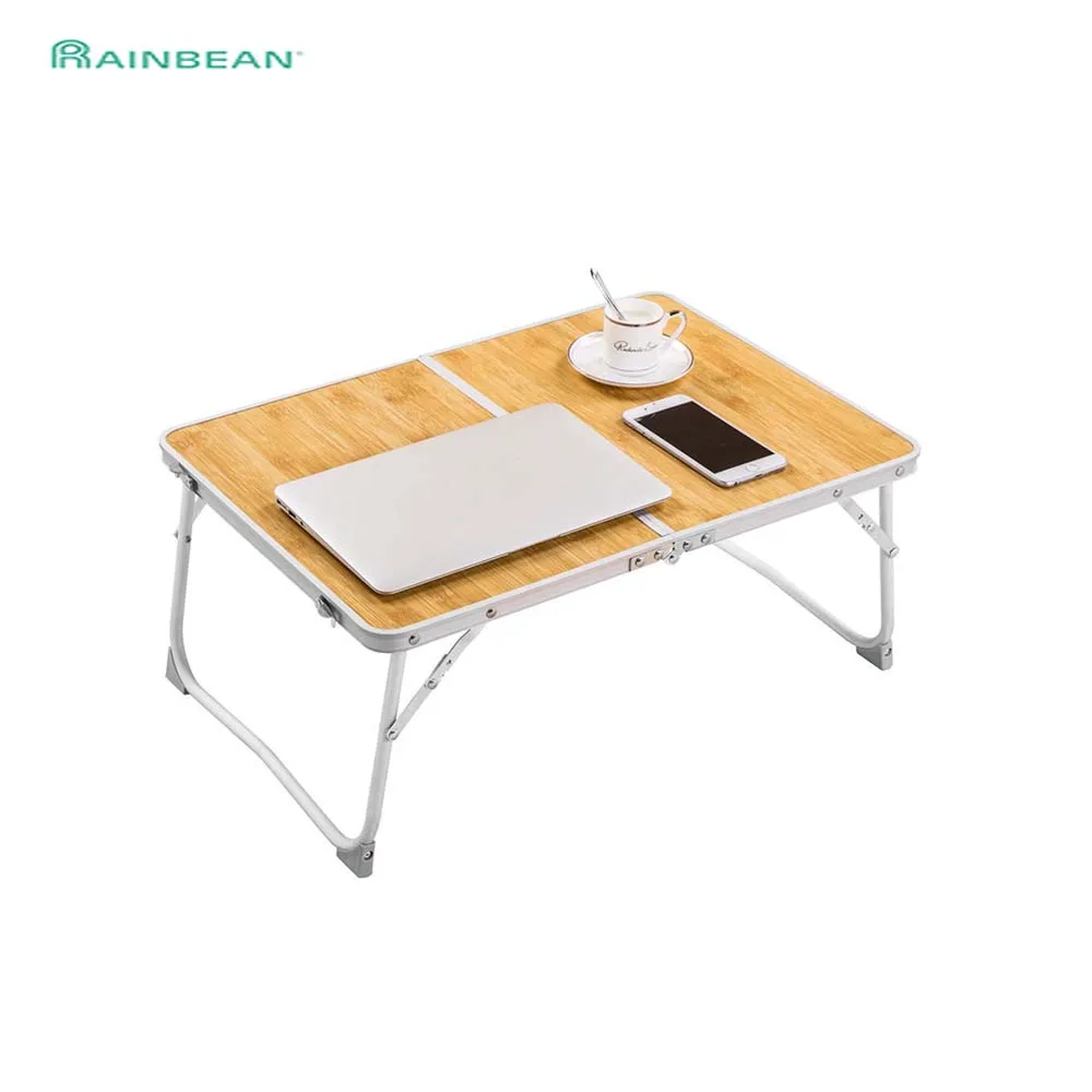  Foldable Laptop Table Leg-Bamboo Wood Grain Lapdesk Breakfast Bed Serving Tray Portable Picnic Desk