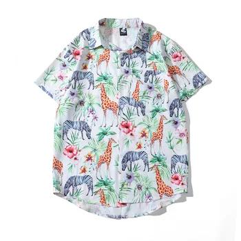 

#3837 Summer African Printed Shirts Men Short Sleeved Casual Beach Shirt For Men Vintage Men's Shirts Loose Dress Shirt Man