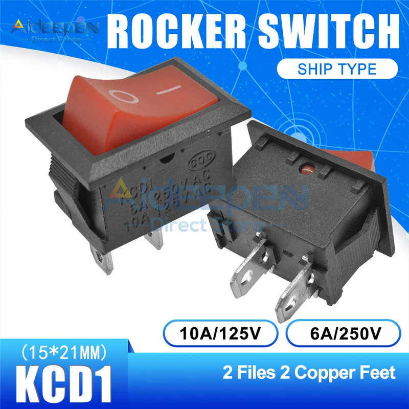 KCD1 15x21 мм Лодка кулисный переключатель переменного тока 10A/125V 6A/250V 2 файл с 3 режимами 2/3/4/6 Медь средства ухода за кожей стоп переключатель 15*21 мм с Водонепроницаемый Кепки - Цвет: Red NO light 2-2P