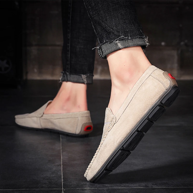 Plus Size 38-47 Leather Men's Shoes Casual Lazy Sli on Shoes for Men Soft Sole Mens Moccasins Casual Shoes ET870 (34)