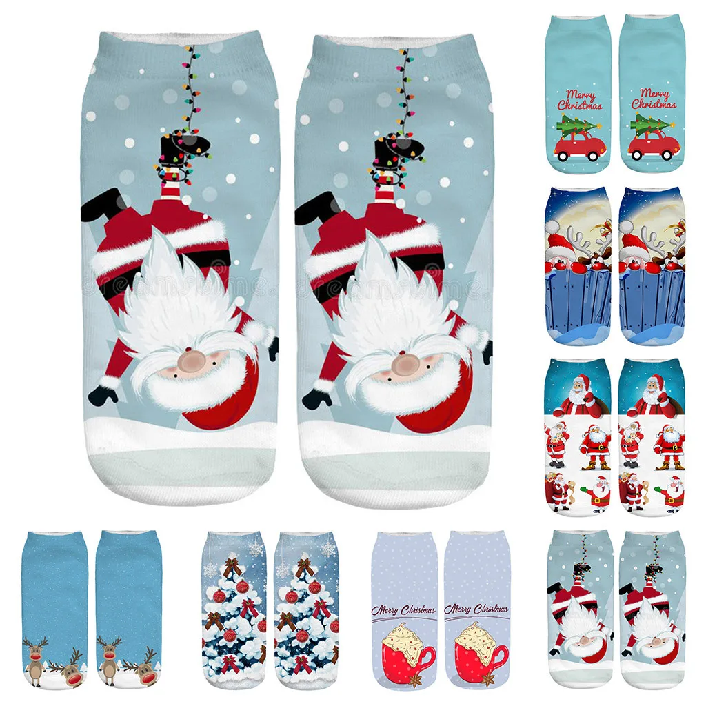3 пары рождественских носков осенне-зимние теплые носки с рисунком Санта-Клауса и оленя Skarpetki Damskie, женские носки с рождественским принтом