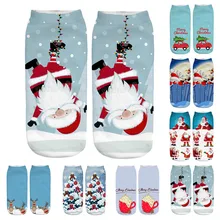 3 пары рождественских носков осенне-зимние теплые носки с рисунком Санта-Клауса и оленя Skarpetki Damskie, женские носки с рождественским принтом