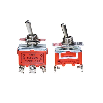 

High Quality 1PCS TYPE1322 15A/250V 6 pin Waterproof Switch Cap On-Off-On Miniature Toggle Switches