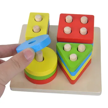 

Board Wooden Blocks Kids Educational Toys Building Blocks Baby boys Brain Development Toys Montessori Match Toy Sorting