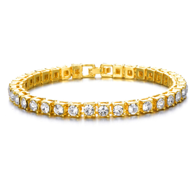 Hop 15MM 2Row Cuban Prong Chain Bling Iced Out Box Buckle Copper AAA+ Cubic Zirconia Bracelet For Men Jewelry