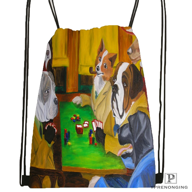 

Custom Dogs Playing Poker Drawstring Backpack Bag for Man Woman Cute Daypack Kids Satchel (Black Back) 31x40cm#180531-01-36