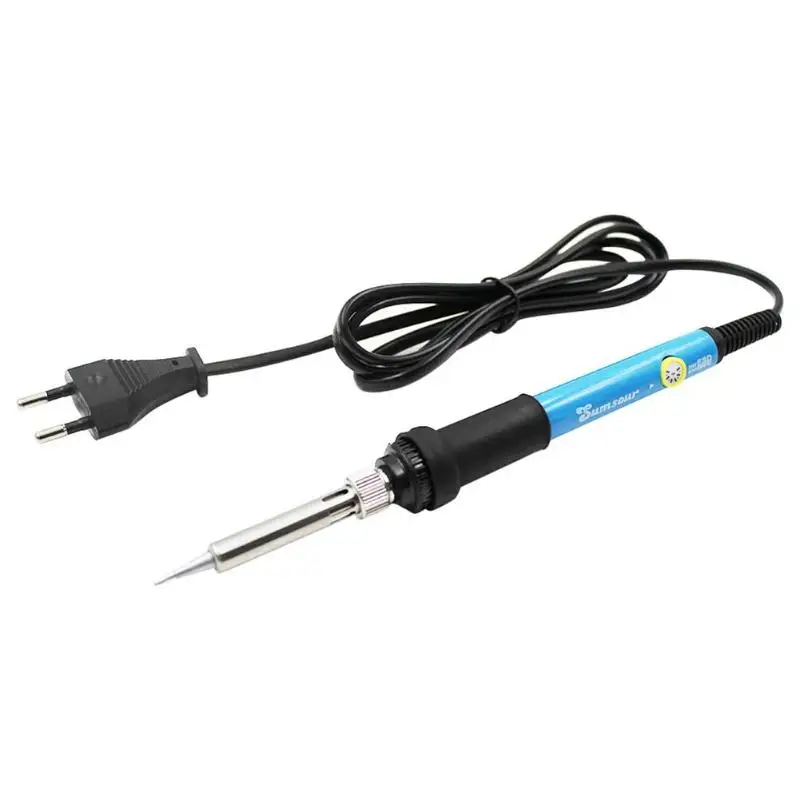 60W/80W Electric Soldering Iron Temperature Adjustable 220V 110V Welding Solder Iron Rework Station Soldering Iron Accessories - Color: 60W Blue