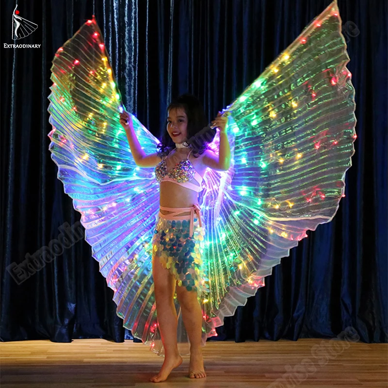 

Girls LED dance Isis Wings Open 360 Degrees Led Butterfly Light Up Accessory Stage Performance Props Wing With Stick