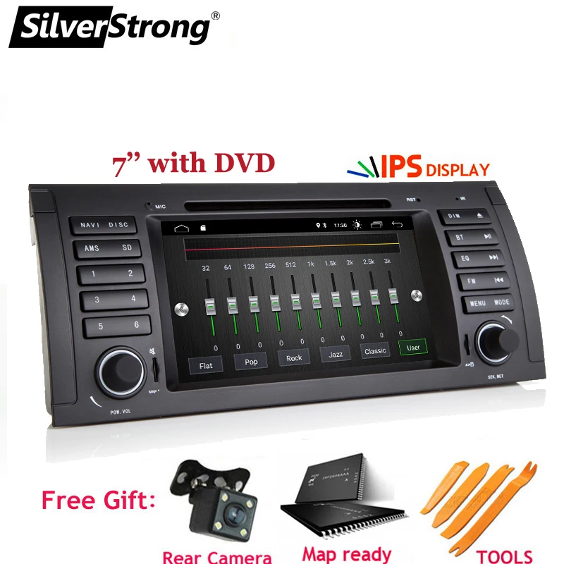 SilverStrong Android 10 четырехъядерный 1Din 7 дюймовый автомобильный DVD плеер для BMW E39 E53 X5 dvd
