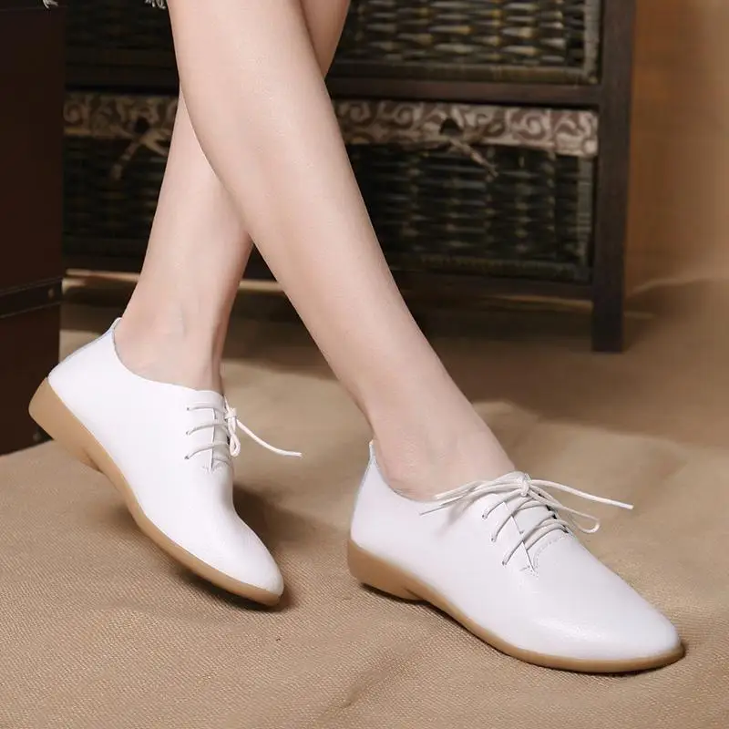 

[] England Anti-slip WOMEN'S Shoes Korean-style Flat Lazy White Shoes Students Casual Nurse Mom Shoes