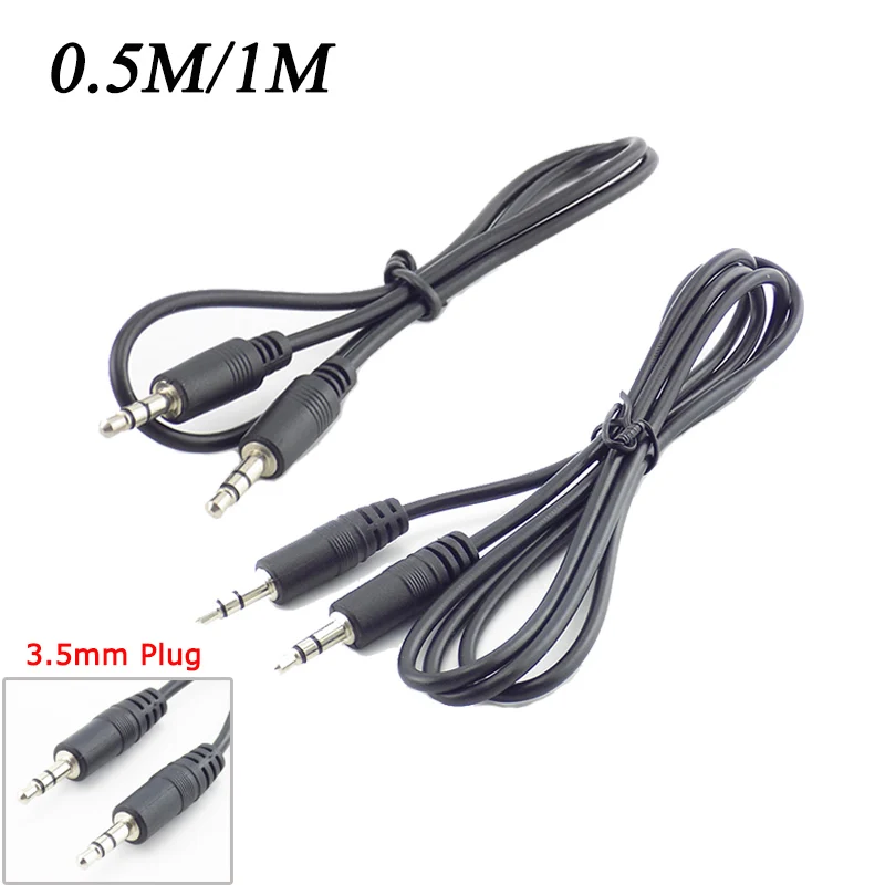 

0.5m/1m 3.5mm Plug Male Aux Cable to 3.5mm Jack Male AUX Audio Stereo For PC Phone MP3 MP4 Headphones Audio Cable Cord