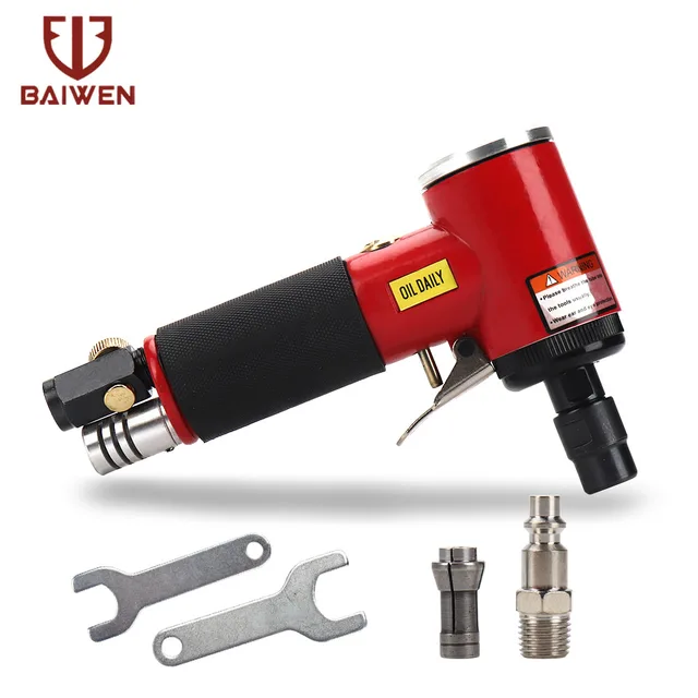 Mini Air Angle Die Grinder 1/4 inch & 1/8 inch Pneumatic Grinding Machine 90 Degree Polisher Mill Engraving Tool Set Red