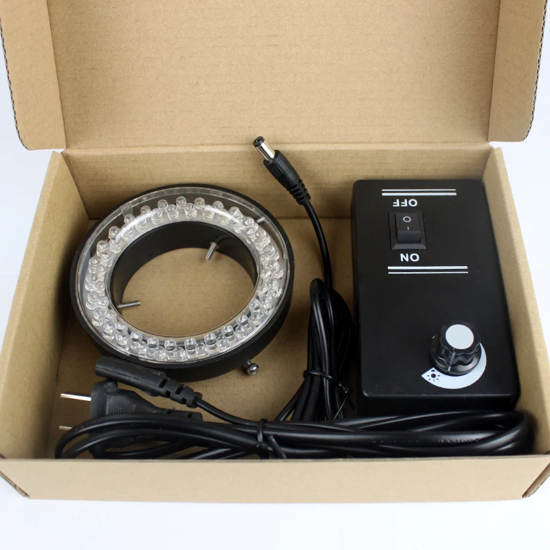 Microscope Lamp 56 LED Ring Light illuminator 0-100% Adjustable for Trinocular Stereo Zoom Microscope