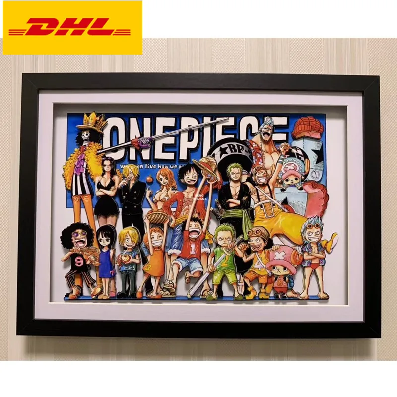 1" Аниме one piece соломенная шляпа Пираты креативный 3D стереограф бумажная ручной работы галерея экшн фигурка игрушечная коробка 34 см V507 - Цвет: Многоцветный