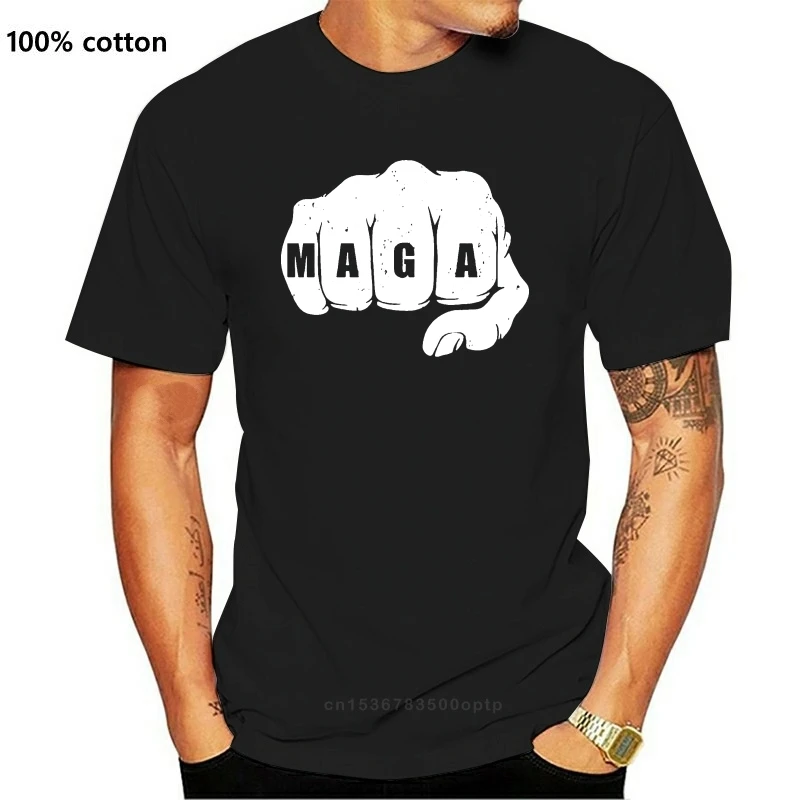 MAGA yumruk T-Shirt amerika büyük tekrar Trump Alt sağ Antifa mücadele abd kek