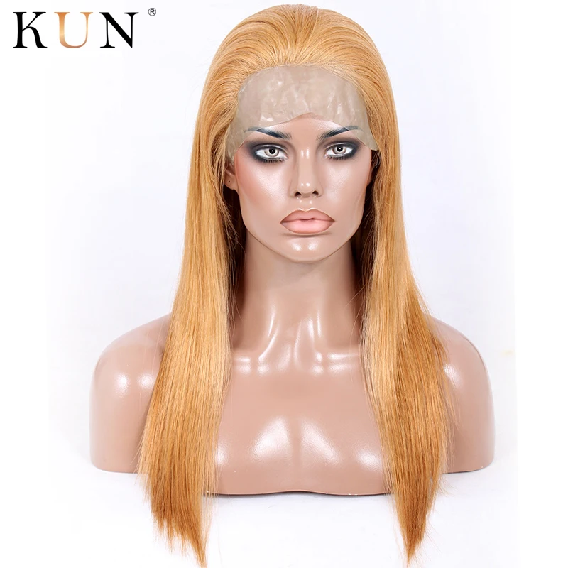 

#27A Strawberry Blonde Lace Front Human Hair Wigs With PU Straight Hair 13x4 Lace Front Wig PrePlucked 180 250 Density Lace Wig