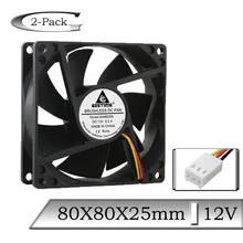 Gdstime – ventilateur de refroidissement pour boîtier d'ordinateur, 2 pièces, DC 12V, 80mm x 80mm x 25mm, 80mm, 3 broches, sans balais, 8cm, 8025