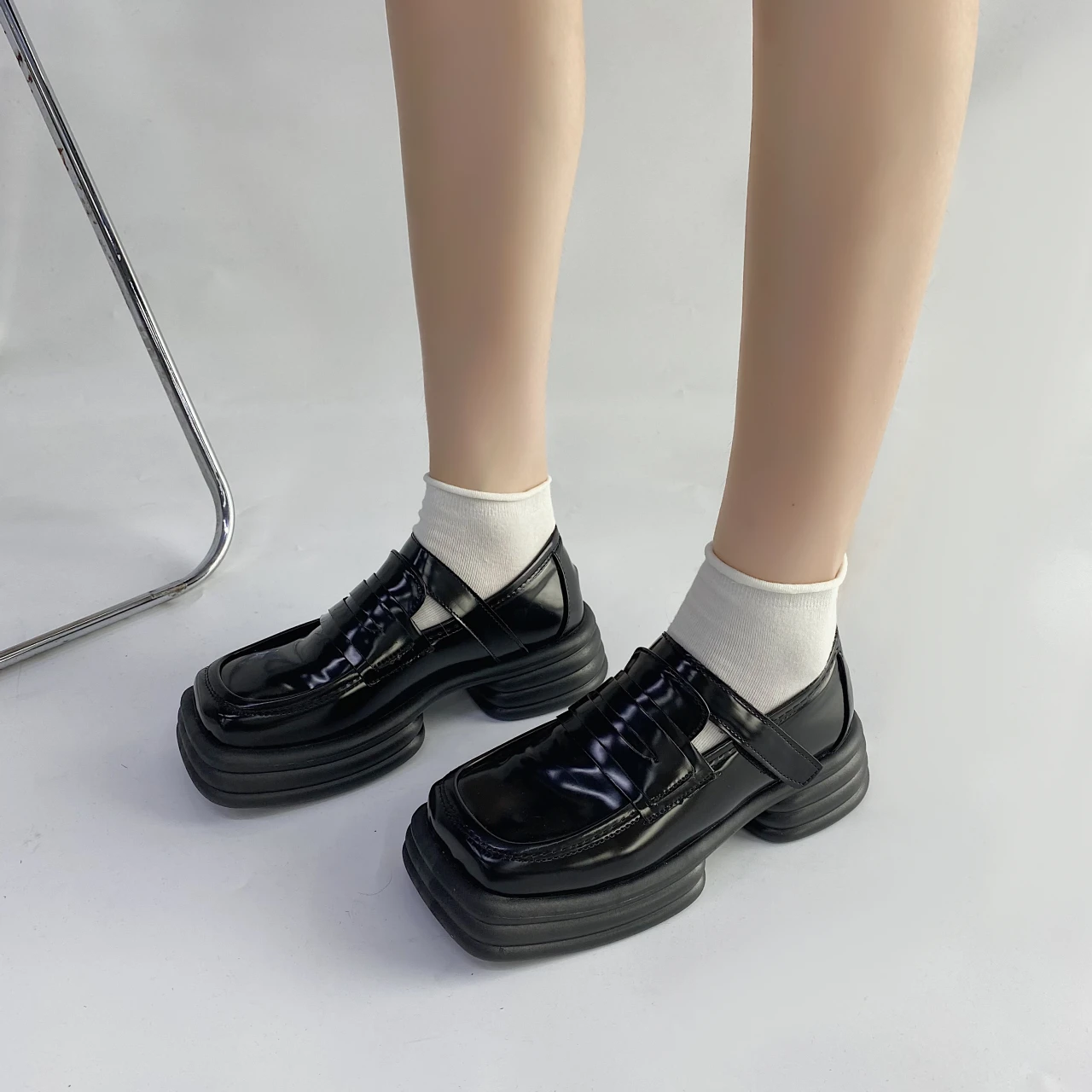 Flats Women's Shoes 2022 Spring Winter New Chunky Mules British Style Lazy Shoes Fashion Casual PU Dress Square Toe Oxford Shoes