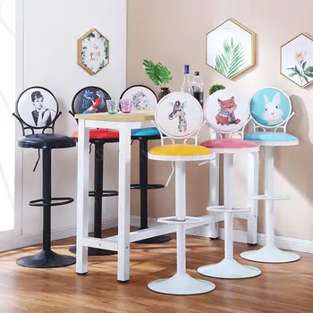 

Bar chair lift bar stool home back rotation high stool creative front desk chair retro bar stool simple