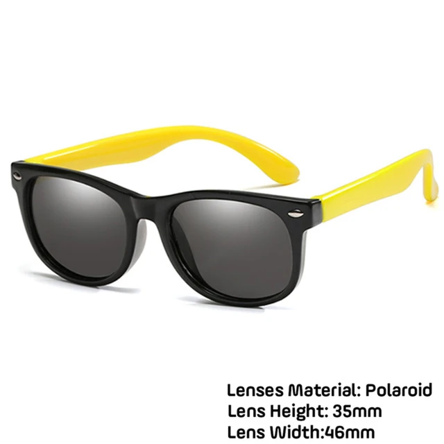 LongKeeper Kids Polarized Sunglasses TR90 Boys Girls Sun Glasses Silicone Safety Glasses Gift For Children Baby UV400 Eyewear black yellow