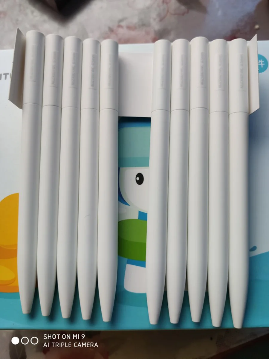 Original Xiaomi Mijia 10Pcs Gel Pens 0.5mm bullet pen White PREMEC Smooth Switzerland Refill MiKuni Japan Ink black Ink (19)