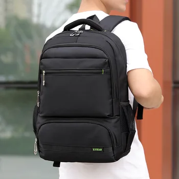 

College Casual Men Backpack for Laptop 15.6 Inch Nylon Black Large Capacity Teen Back Pack Male Student Bagpack for Teenage New