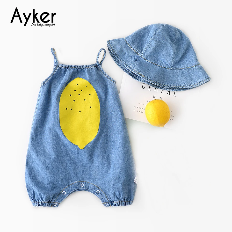 

Baby Bodysuit Newborn Comfortable Soft Jeans Bodysuits baby body Sleeveless Clothing Summer Cute Baby Girl Clothes with Hat
