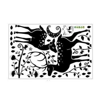 

Bedroom Wall Decor Night Deer Silhouette Pattern Wall Stickers Door Stickers Home Living Room House Decor