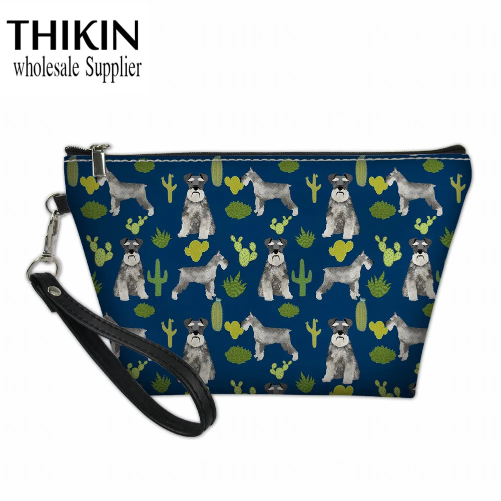 THIKIN, женские косметички, мультяшный шнауцер, с рисунком щенка, косметички, дамский набор для мытья, сумки, женские дорожные сумочки для туалетных принадлежностей - Цвет: as picture