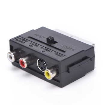 

21 Pins SCART Male Plug To 3 RCA Female AV TV Audio Video Adaptor Converter