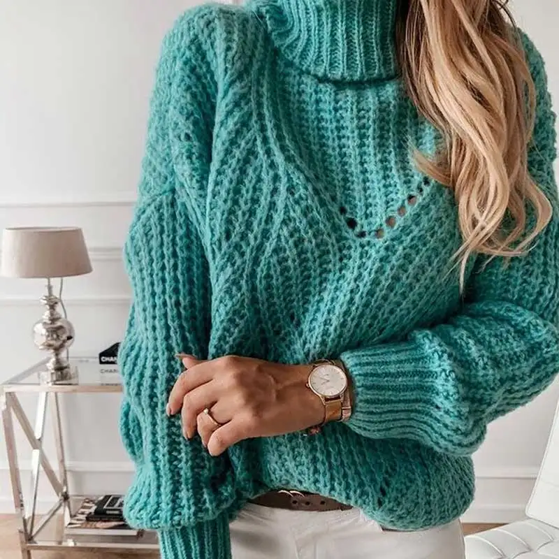 Boho Inspired Turtleneck Sweater Women 