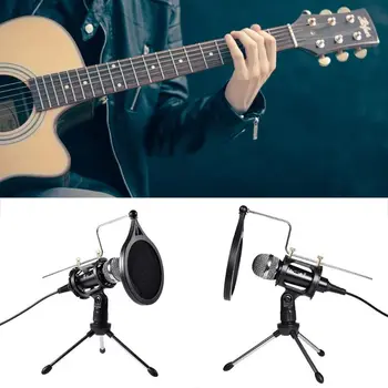 

1Set USB Computer Microphone Phone Condenser Mic with Acoustic Filter Stand Holder for Broadcast Podcasting Online Chatting