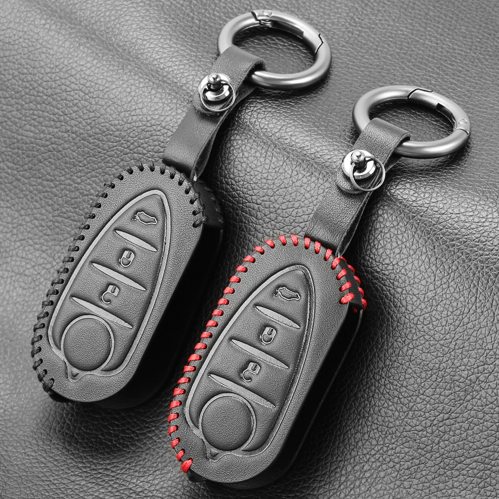 3 Buttons Genuine Leather Car Key Cover Case For Alfa Romeo Mito Giulietta 159 GTA Flip Remote Auto Key Key Case