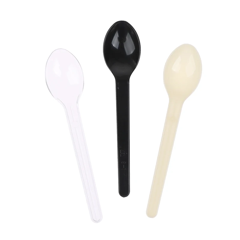 50pcs Disposable Mini Tasting Spoons Plastic Serving Spoons For Ice