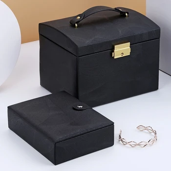 

New Jewelry Box Large Capacity Leather Storage Jewelry Box Earring Ring Necklace with Mirror Watch Jewelry Organizer