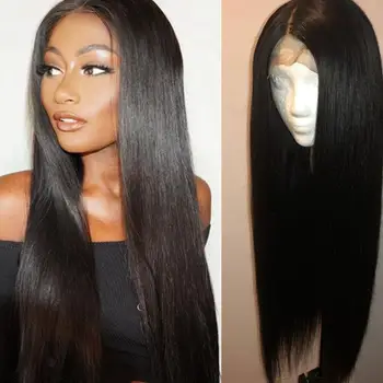 

Peruvian Silky Straight Human Hair Lace Front Wigs 180Density Silk Base Full Lace Remy Straight Human Hair Wigs Preplucked