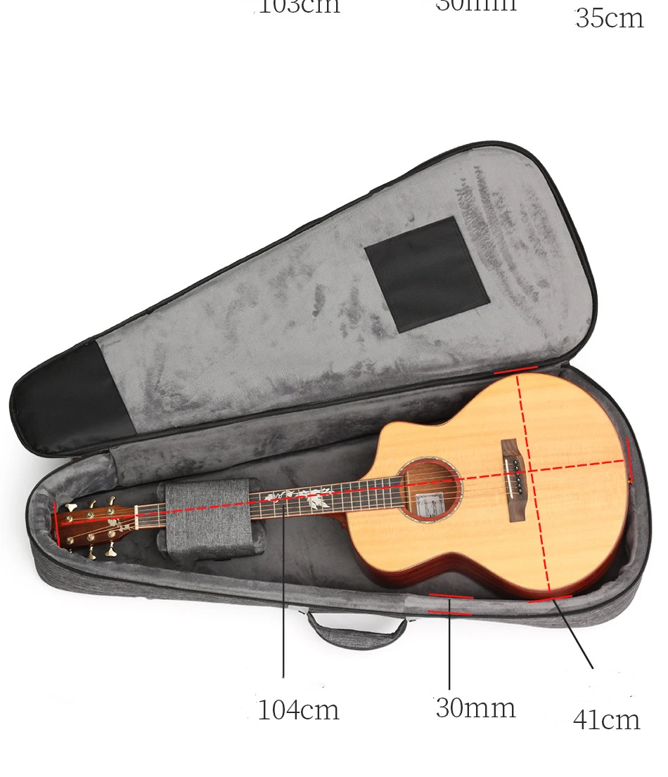 Funda Guitarra Acústica 41 Pulgadas Con Correas - Bolsa Impermeable Oxford, Acolchada, Estampado Flor De Lis